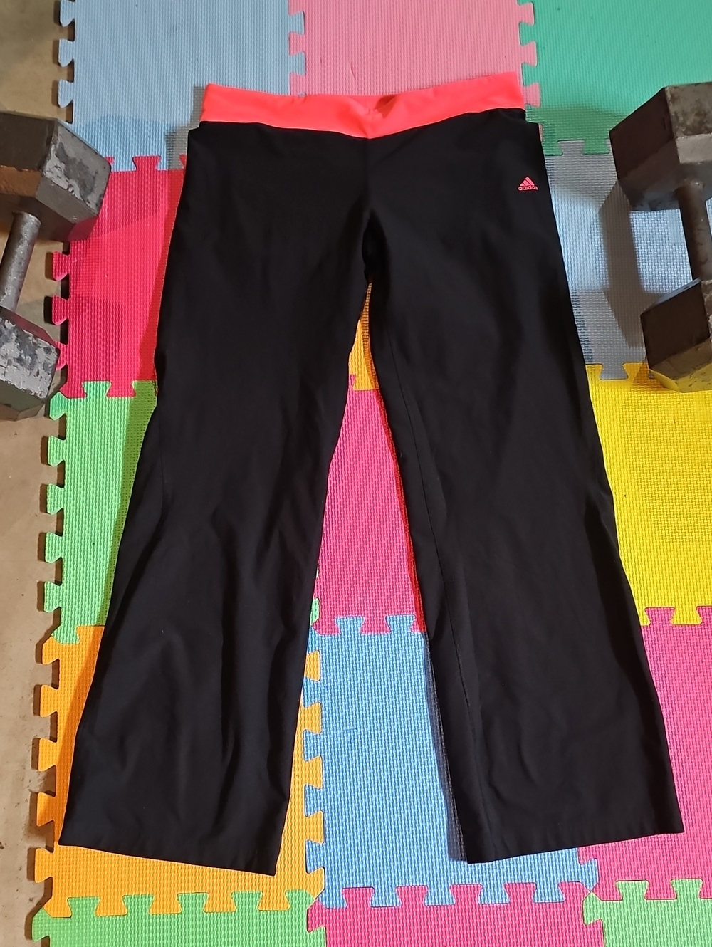 adidas Black Joggers with Coral Waistband